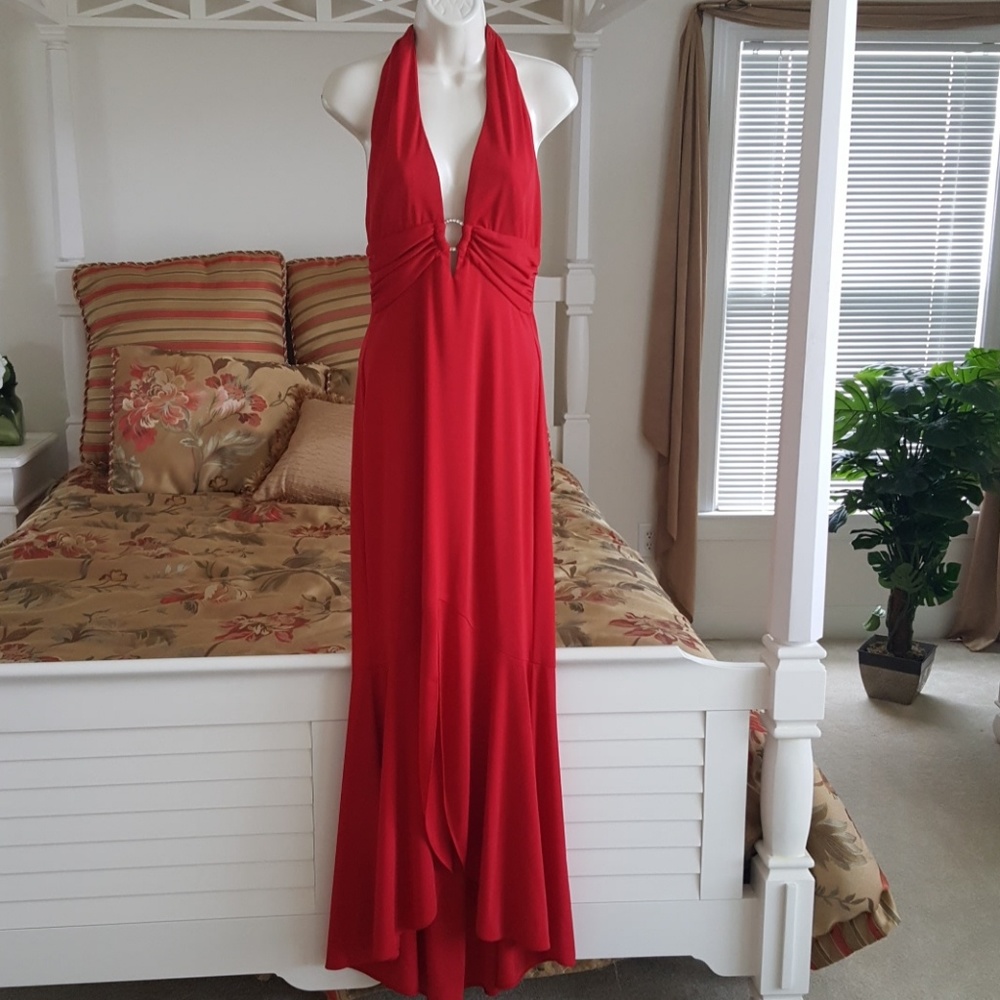 Sexy halter style red dress